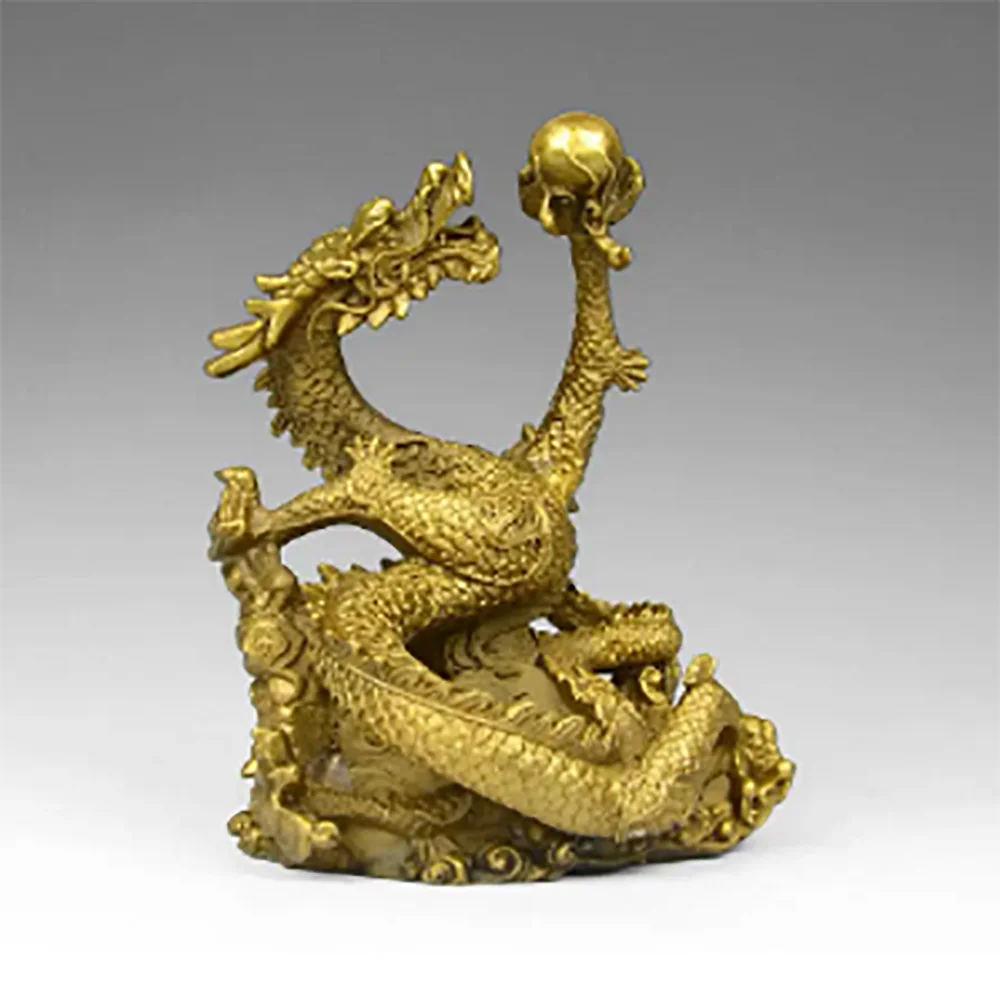 Pure copper dragon handicraft decoration Feng Shui Zhaocai home decoration five claw Golden Dragon