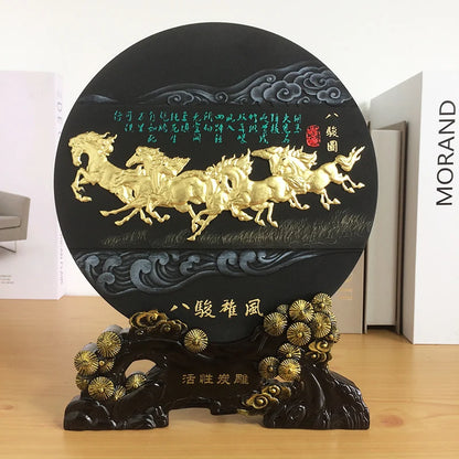 China Leader National gift- HOME office TOP decoration thriving business efficacious Mascot FENG SHUI Sculpture 8 HORSES art