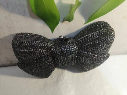 New Color Black Bow Banquet Stone Clutches Woman Diamond Crystal Purse Lady Wedding Bridal Handbag Dinner Party Gala Evening Bag
