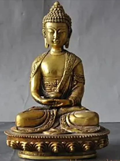 6"Chinese Tibet Buddhism Brass Bronze Sakyamuni Medicine Buddha 15cm Height Garden Decoration 100% real Brass Bronzeroom A