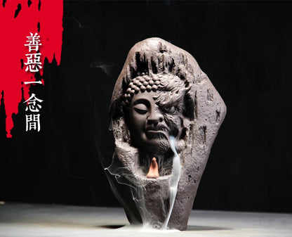25CM large Southeast Asia Buddhism Good and evil ART HOME bless family Safe CHAN DAO Ceramic Buddha Ornament censer statue