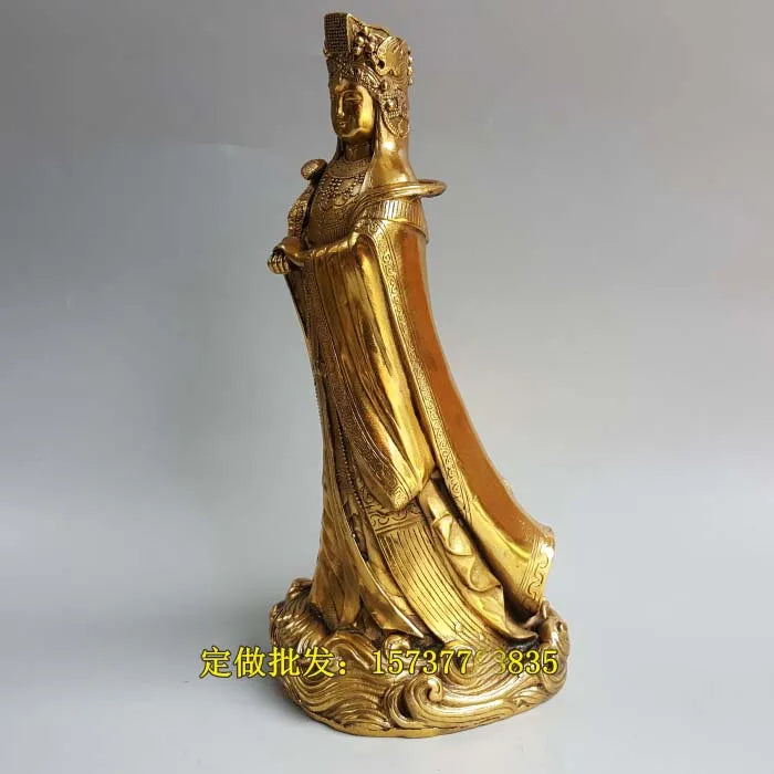 L size #TOP Bless family Safety Health luck Talisman- office home shop efficacious Protection Sea God Mazu Guanyin brass statue