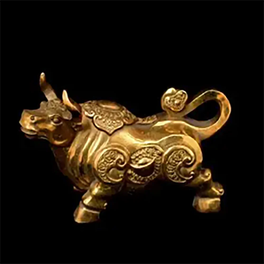 Copper statue Antique bronze cattle ornaments, art gifts, antiques, miscellaneous Bronze Ware collection, home decoration, gildi