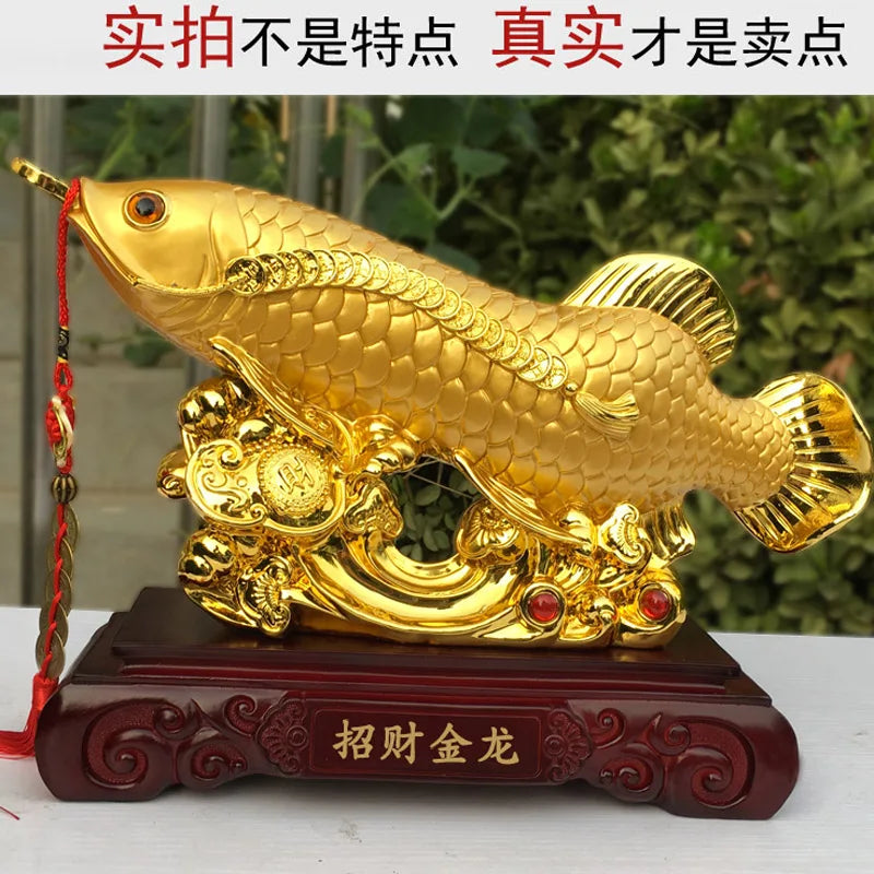 Good luck FENG SHUI decorative statue HOME OFFICE company SHOP TOP Efficacious Talisman Money Drawing Arowana Golden Fish