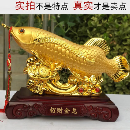 Good luck FENG SHUI decorative statue HOME OFFICE company SHOP TOP Efficacious Talisman Money Drawing Arowana Golden Fish