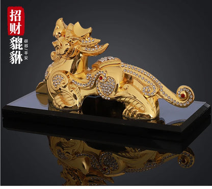 TOP COOL HOME OFFICE SHOP CAR TOP  Talisman Protection Money Drawing GOOD LUCK gold PI XIU Mythical dragon FENG SHUI statue