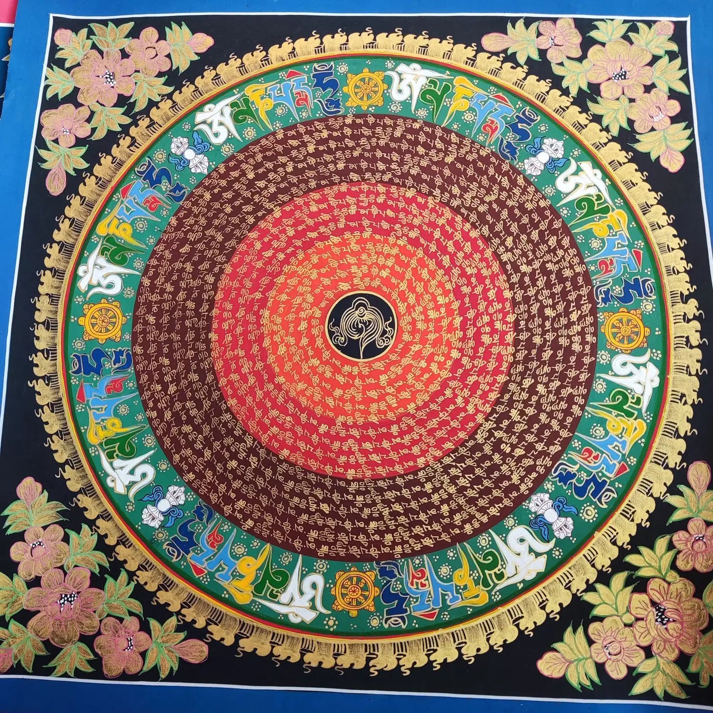 GOOD 100% Hand painted Auspicious scripture mandala Thangka Thang-ga painting Buddhism home Hall altar wall Decorative art A9
