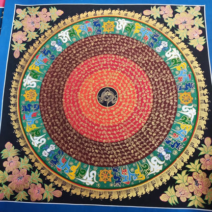 GOOD 100% Hand painted Auspicious scripture mandala Thangka Thang-ga painting Buddhism home Hall altar wall Decorative art A9