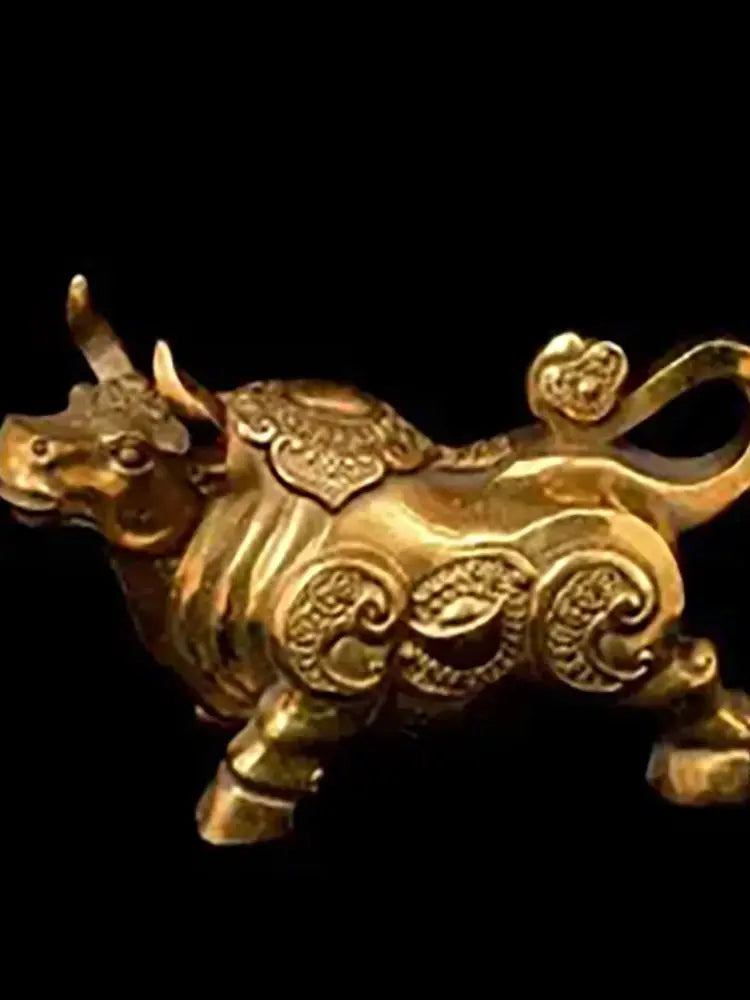 Copper statue Antique bronze cattle ornaments, art gifts, antiques, miscellaneous Bronze Ware collection, home decoration, gildi