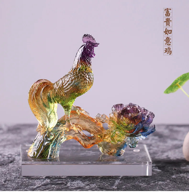 Coloured glaze Rich Ruyi Chicken Ornament