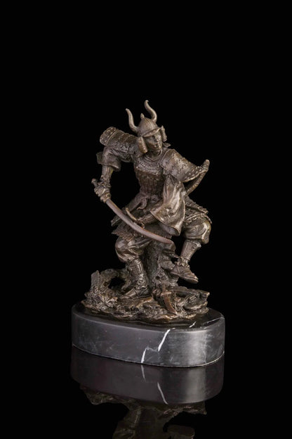 TOP COOL ART WORK - Emperor of Japan mikado samurai Sculpture Art bronze statue -HOME OFFICE Porch lobby decorative art