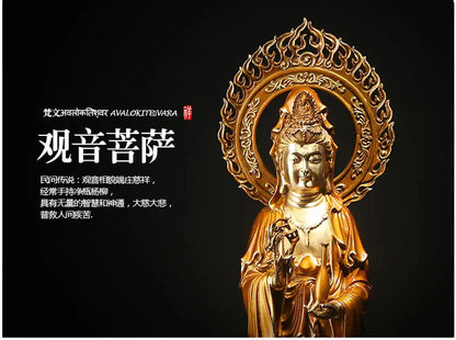 45CM large -HOME SHOP Lobby GOOD luck efficacious Protection Propitious High-grade Decorative Guanyin Buddha brass art statue