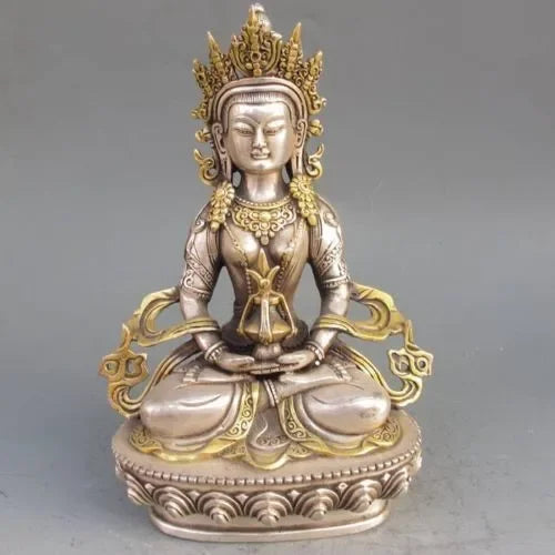 Kerajinan Logam Buddha Amitasus Buddha Patung Buddha Tibet Emas Tembaga Perak Tibet Antik