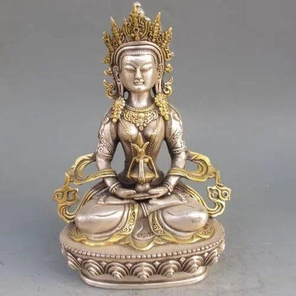 Kerajinan Logam Buddha Amitasus Buddha Patung Buddha Tibet Emas Tembaga Perak Tibet Antik