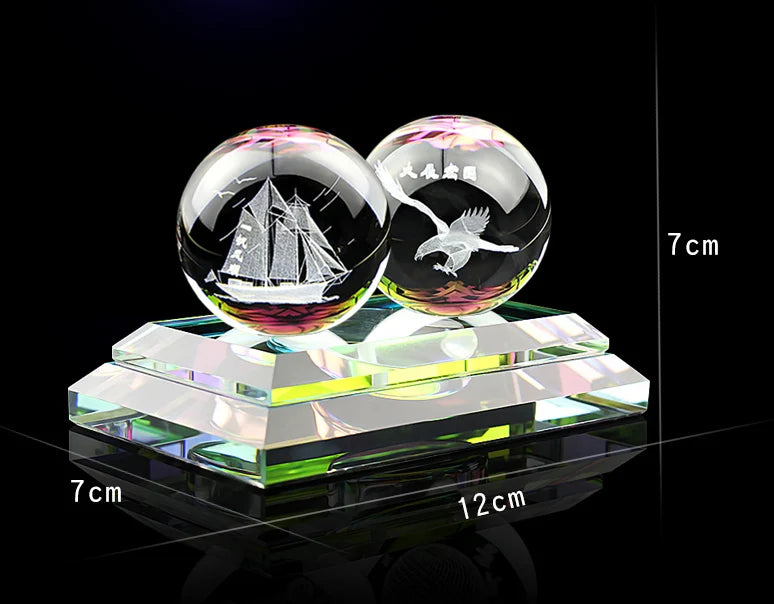 HOME OFFICE SHOP CAR Talisman Protection # bless GOOD LUCK Safe 3D crystal Sailboat Eagle carving FENG SHUI statue