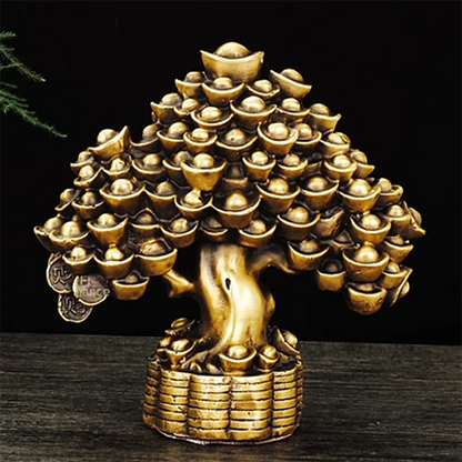Chinese Pure Copper Bring Lucky Money Tree Ornaments Pot Tree Living Room Office Desktop Decoration