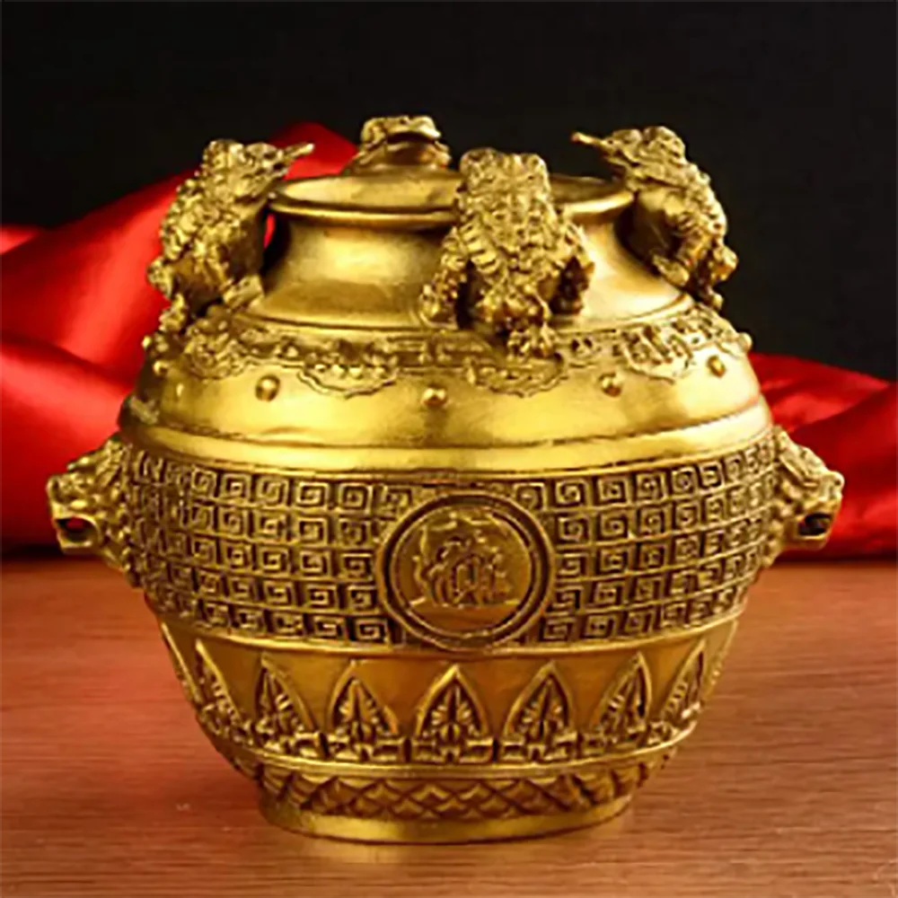 Copper cornucopia ornament, Golden Toad, four sides, money and giftS