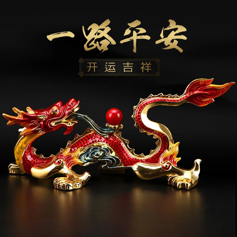 Free ship HOME OFFICE Company SHOP CAR Efficacious Money Drawing thriving business Lucky Royal Dragon FENG SHUI brass statue