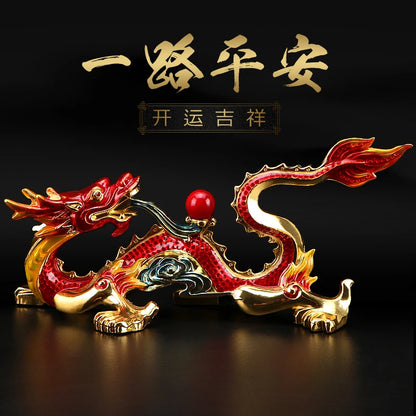 Free ship HOME OFFICE Company SHOP CAR Efficacious Money Drawing thriving business Lucky Royal Dragon FENG SHUI brass statue