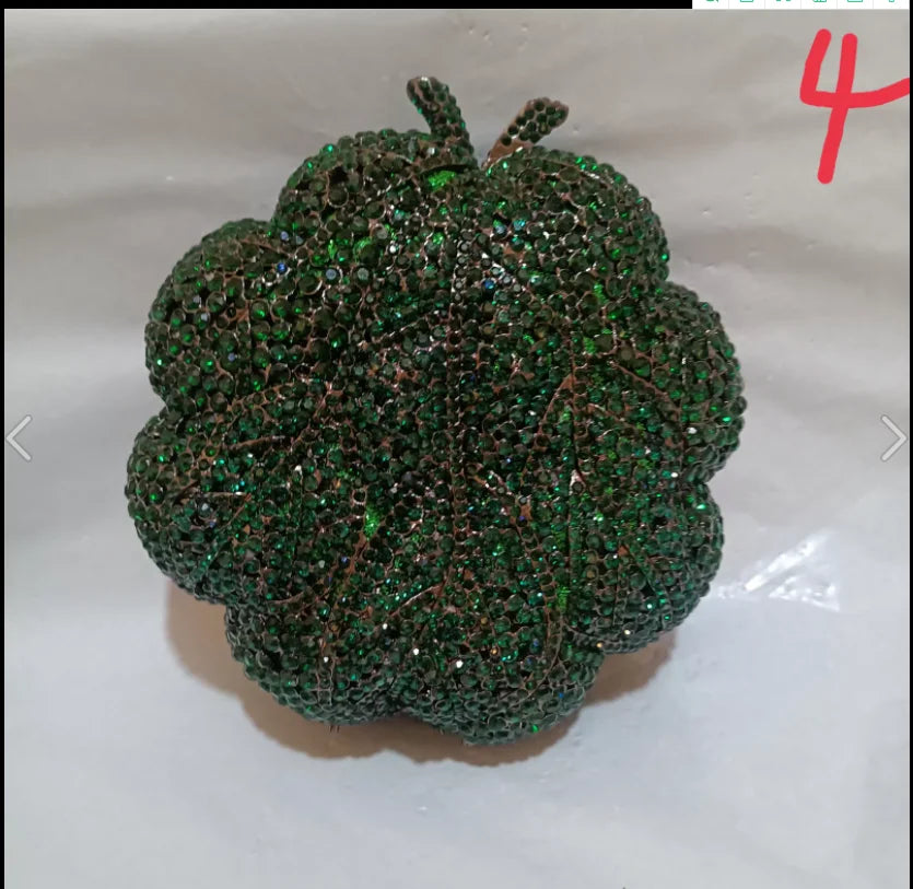 Woman Green Leaves Diamond Clutch Evening Purse Hollow Out Party Metal Dinner Prom Bag Wedding Bridal Rhinestone Crystal Handbag