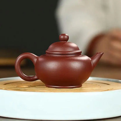 Purple Clay Sketch Horizontal Pot Zisha Teapot Yixing Handmade Pot Kung-fu Teaware  Purple Clay Drinkware For Puer Green Black