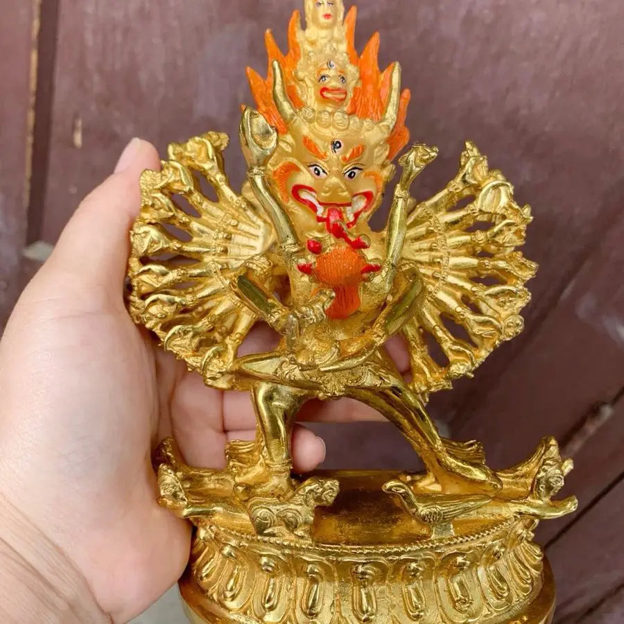 Asia Buddhism home temple altar Subdue demons  Yamantaka Buddha brass gilding statue bless Safety Health good luck