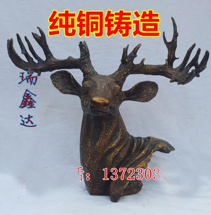 HOT SALE  Office home FENG SHUI ART Talisman Money Drawing Fortune elk deer Bronze statue 39CM l