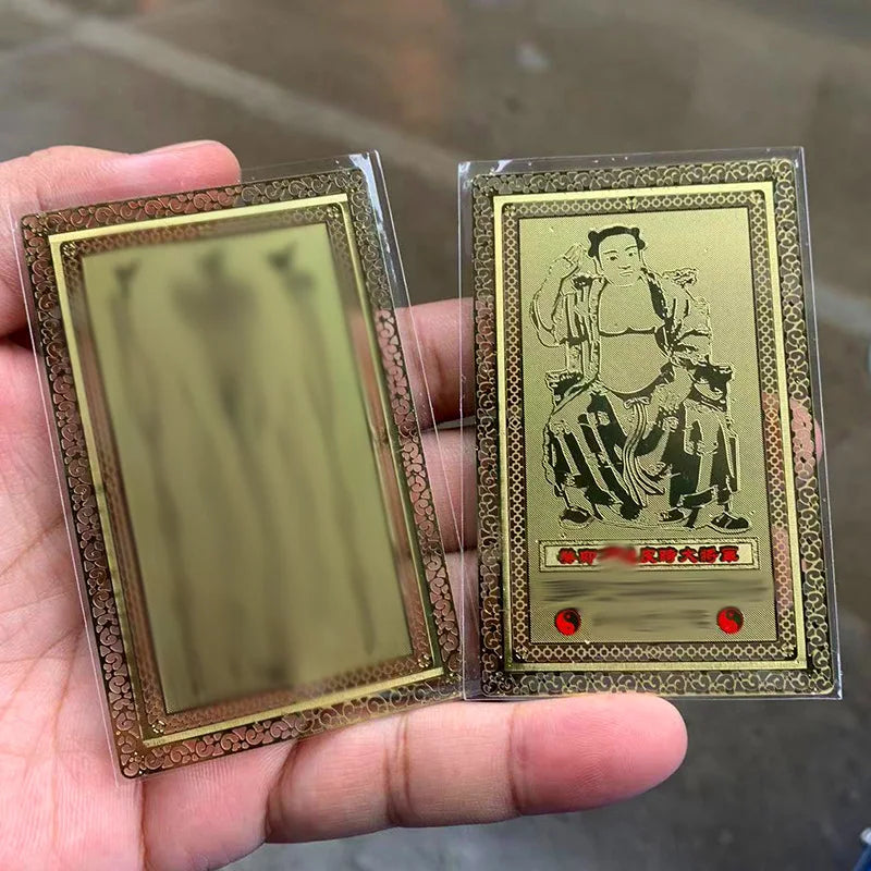 2PCS # 2023 NEW Geomantic Master home Exorcise evil spirit Amulet Good luck all-powerful TAI SUI gold-plating gold card talisman