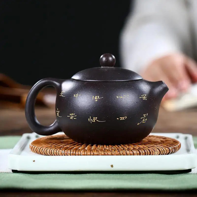 Zisha Teapot Yixing Handmade Pot, Kung-Fu Teaware, Purple Clay Drinkware for Puer Green Black Chinese Tea Longevity Peach