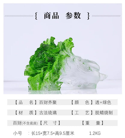 Coloured glaze Chinese Cabbage Ornament Money is rolling in crystal clear handicrafts