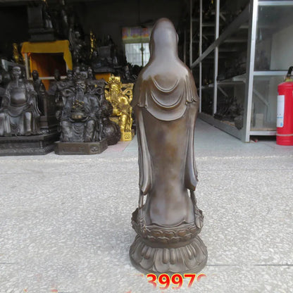 56CM Huge large -HOME SHOP Temple Lobby Safety Health GOOD luck efficacious Protection Lotus Guanyin Buddha bronze statue