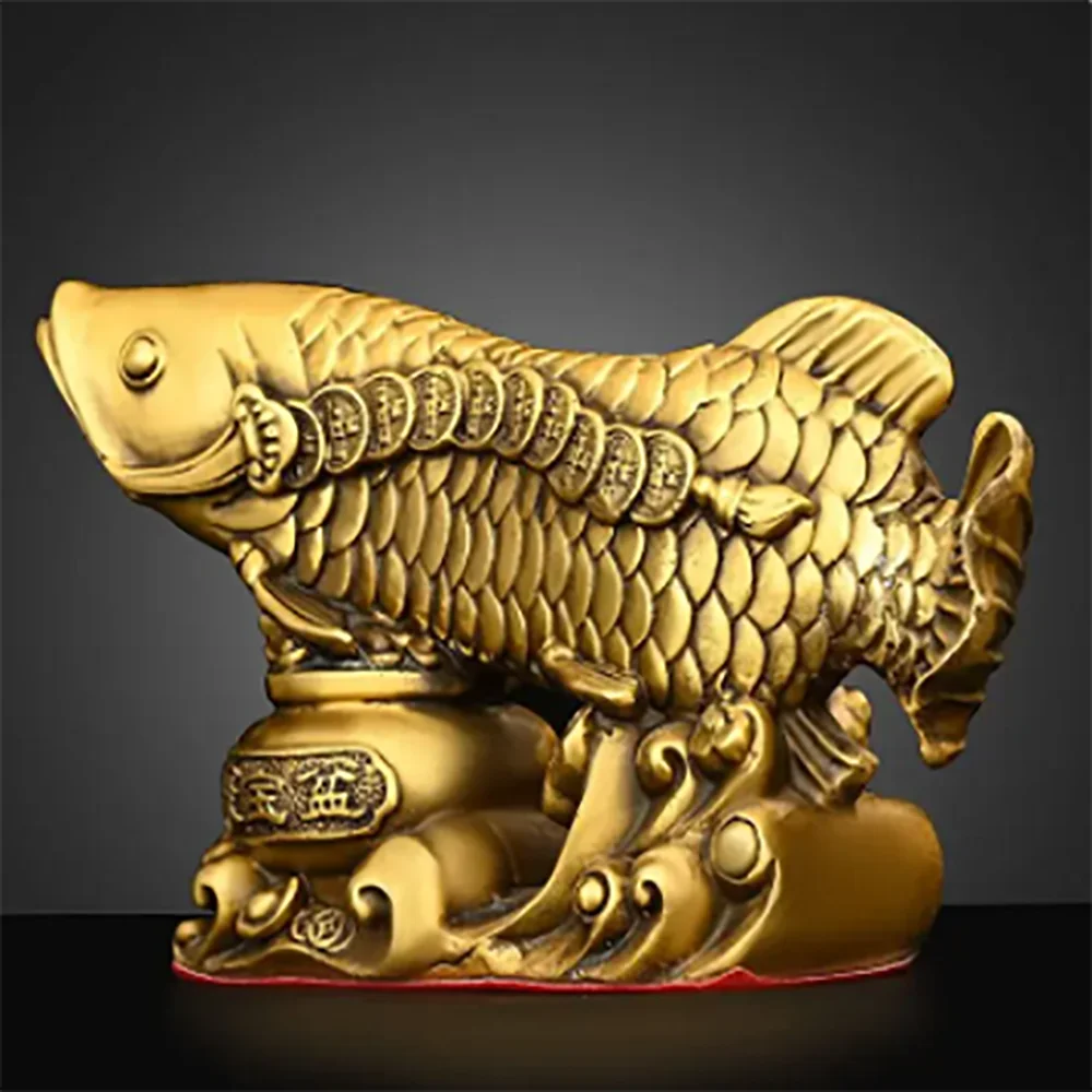All Copper Fish Animal Ornaments Pot of Fish Gold Dragon Home Living Room Office Decor Figurines Crafts