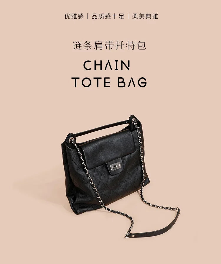 Genuine Leather Tote Bag Large Capacity First Layer Cowhide Spring Style Women's Shoulder Bag Luxury Designer Handbag