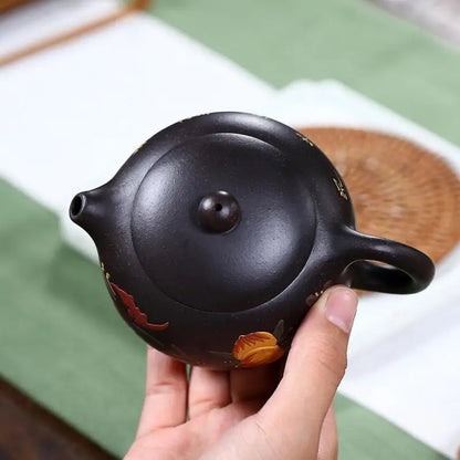 Zisha Teapot Yixing Handmade Pot, Kung-Fu Teaware, Purple Clay Drinkware for Puer Green Black Chinese Tea Longevity Peach