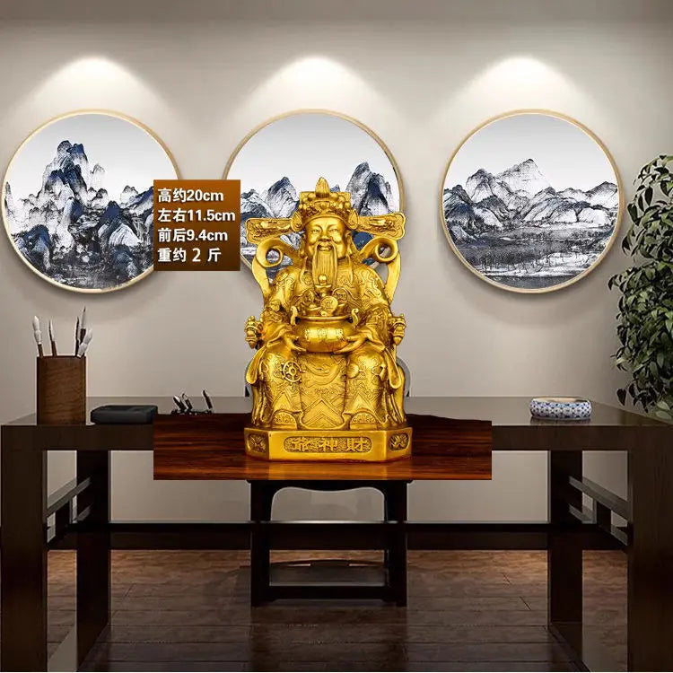 Wealth Pure Copper God of Wealth Bronze Statue Decoration  Home Store Opening Wealth Attraction