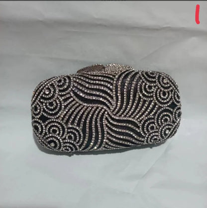 Woman White Diamond Hollow Out Black Evening Purse Bridal Dinner Prom Elegant Handbag Wedding Party Rhinestone Gift Clutch Bag