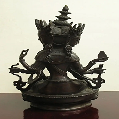 3 face antique Tibetan Bronze Vajra God Ushnishavijaya Namgyalma Buddha Statue
