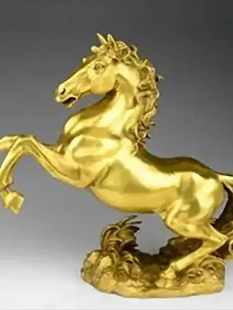 Collect Chinese fengshui old Bronze animal auspicious horse beast wealth Statue