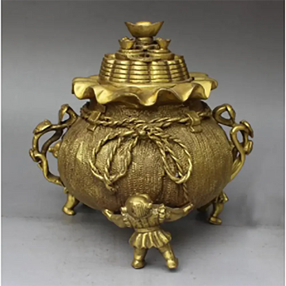 Brass three children incense burner brass incense burner decoration brass Basin