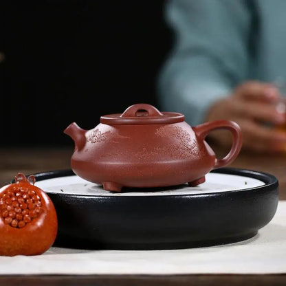 Handmade Kung-Fu Teaware of Purple Clay, Kung-Fu Teapot, Kung-Fu Teaware, Three-legged Stone Scoop