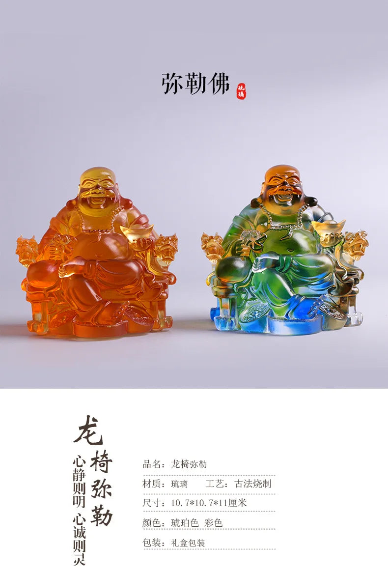 Coloured glaze Maitreya Buddha Laughing Buddha cloth bag monk home worship Buddhist temple supplies ornaments