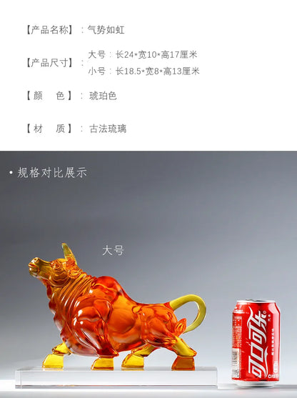 Coloured Glaze Bull Ornament Home Crafts Decoration