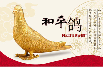 Arts Crafts Copper Exquisite Cute China Brass Peace Pigeon Statue Birds and pigeons Animal sculpture ornaments