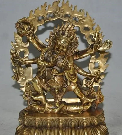 22CM 9 "Buddha Tibet gilt perunggu 6 lengan Vajra mahahebala Tuhan Buddha Ganesha patung