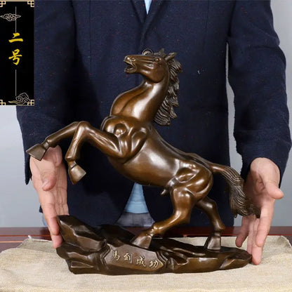 large HOME OFFICE Manager GOOD FENG SHUI Bronze carving Success HORSE statue Prosperous GOOD LUCK Totems Mascot Decoration