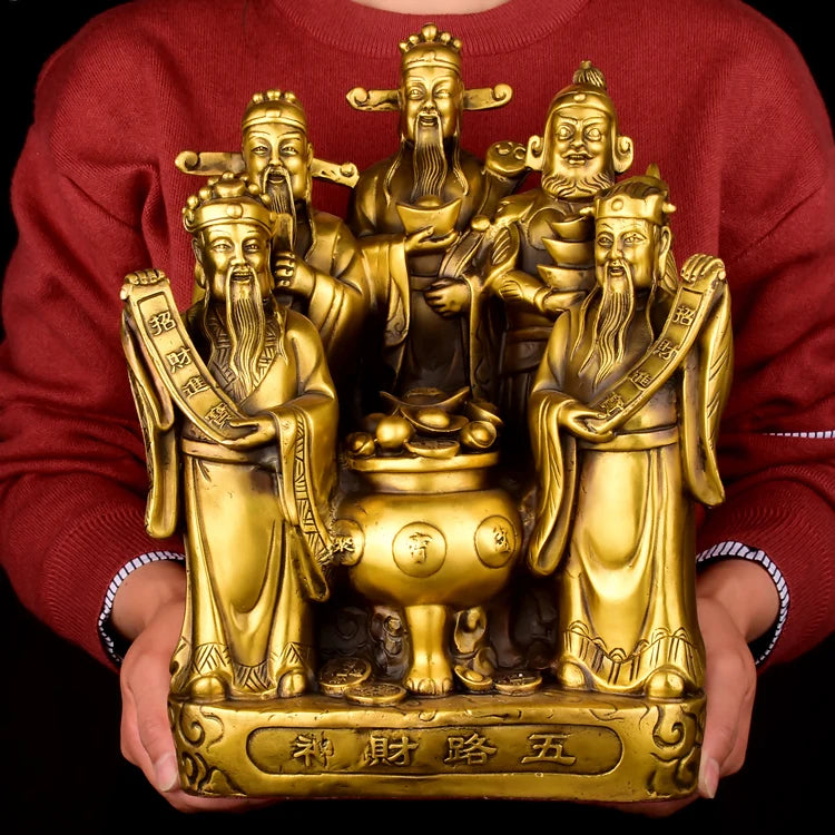 OP GOOD  foreign business gift CHINA beijing opera ART FACE PU gilding fan copper statue with box --Collector Edition