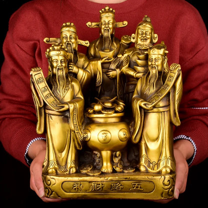 OP GOOD  foreign business gift CHINA beijing opera ART FACE PU gilding fan copper statue with box --Collector Edition