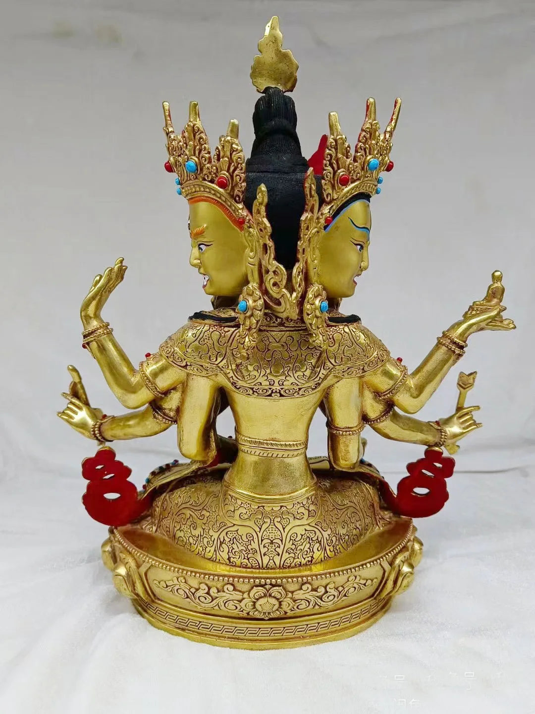 30cm large # GOOD Buddhist supplies Temple buddha statue Buddhism Namgyalma three face Subdue evil and disasters buddha copper