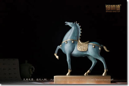 35CM large # Unique business ART statue # home office auspicious efficacious Talisman # color Brass Horse statue