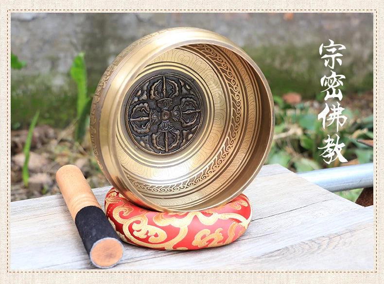 TOP GOOD  Buddhist articles # Practice of Tantric ritual # Tibetan Nepal Jin Gangchu practice Buddhism brass sound bowl -14.5CM